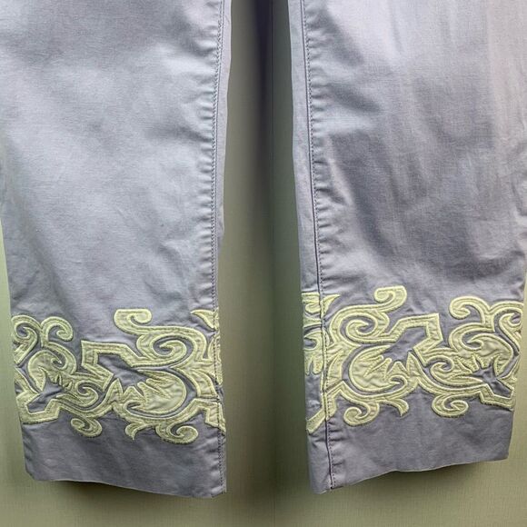 Tory Burch Purple Cotton Embroidered Hem Detail Straight Fit Pants Size 30 - Picture 6 of 8